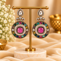 Multicolour Kundan Statement Earrings