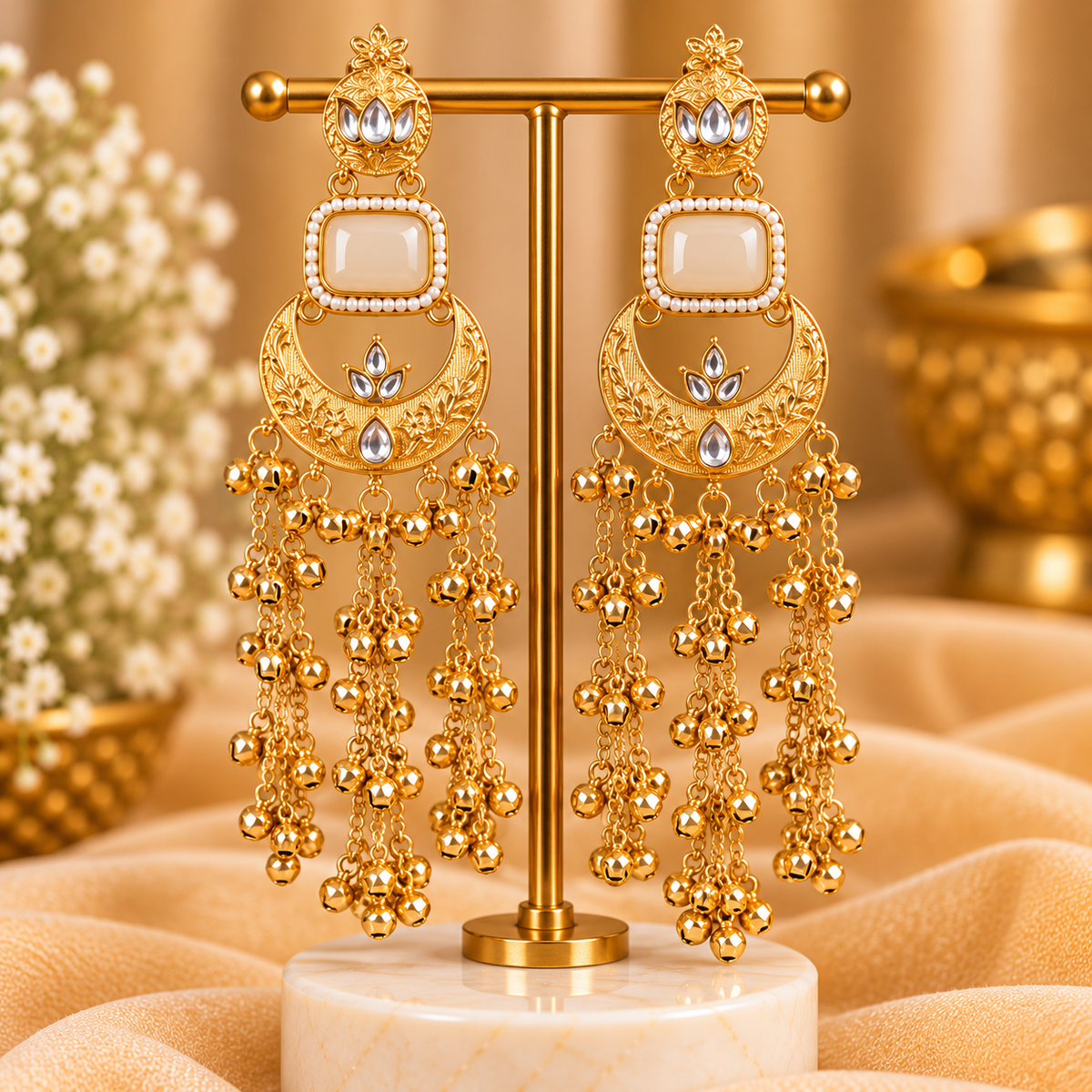 Kashmiri Style Long Jhumka Earrings